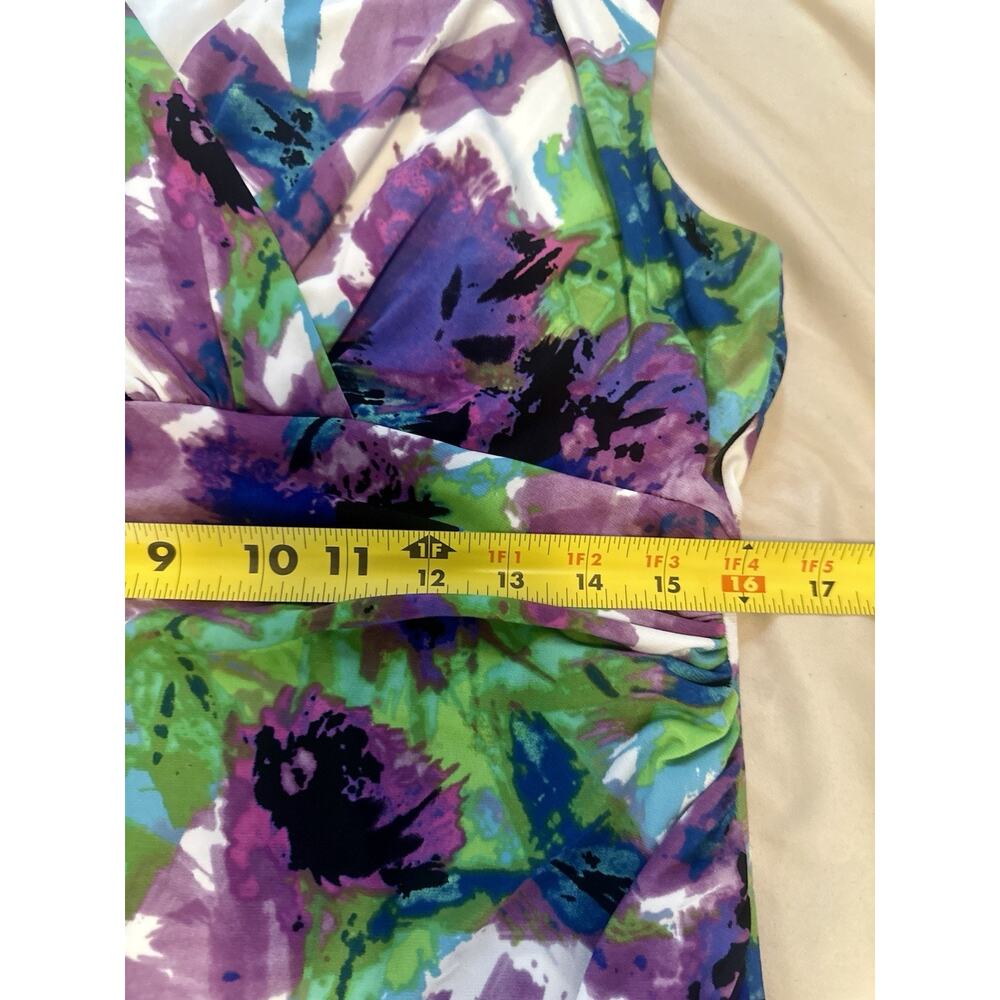 London Times Petite Purple Floral Sleeveless Derby Party Cocktail Dress Size 14P - Picture 4 of 5